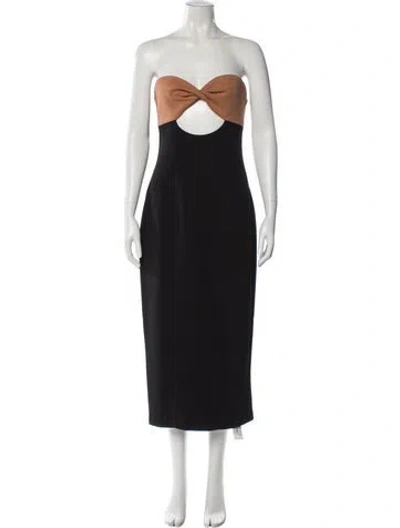 Pre-owned Misha Collection Strapless Midi Length Dress In Black