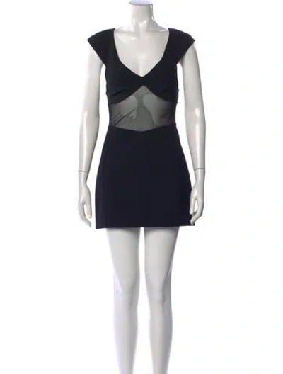 Pre-owned Misha Collection V-neck Mini Dress In Black