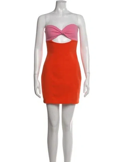Pre-owned Misha Colorblock Pattern Mini Dress In Red