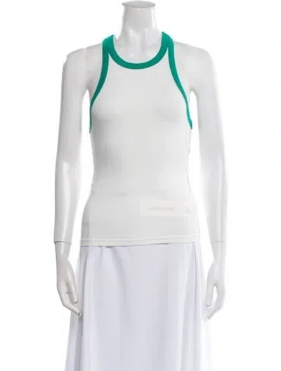 Pre-owned Misha Colorblock Pattern Scoop Neck Top W/ Tags In White