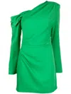 Misha Cormac One-shoulder Satin Minidress In Green