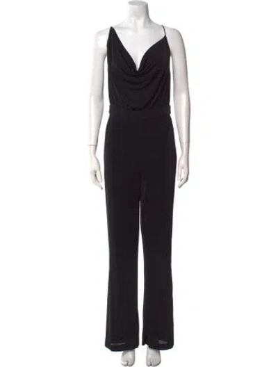 Pre-owned Misha Cowl Neck Jumpsuit In Black