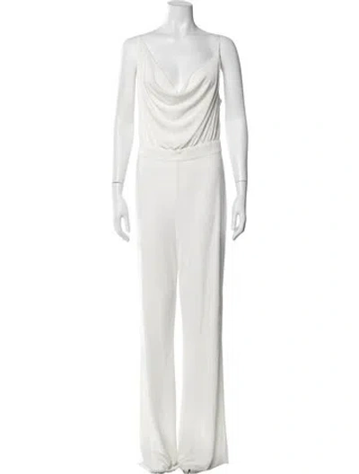 Pre-owned Misha Cowl Neck Jumpsuit In Neutral