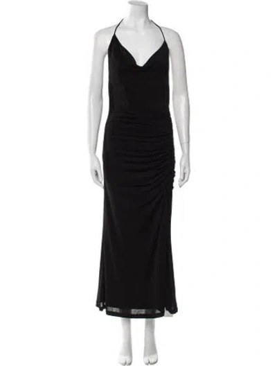 Pre-owned Misha Cowl Neck Long Dress In Black