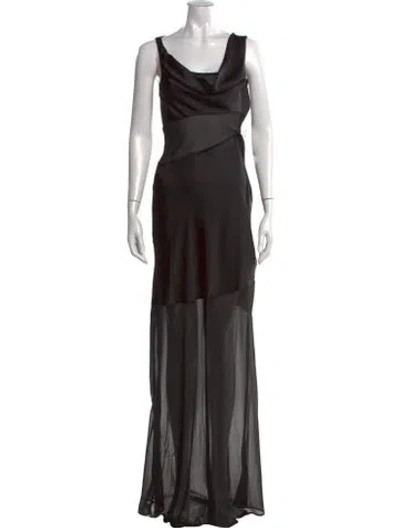 Pre-owned Misha Cowl Neck Long Dress In Black