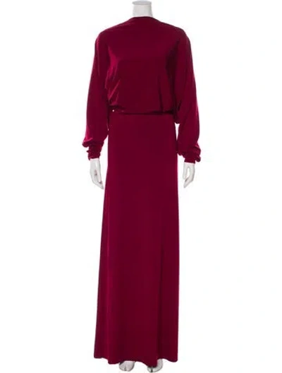 Pre-owned Misha Cowl Neck Long Dress In Burgundy