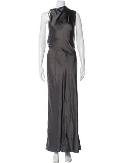 Pre-owned Misha Cowl Neck Long Dress In Gray