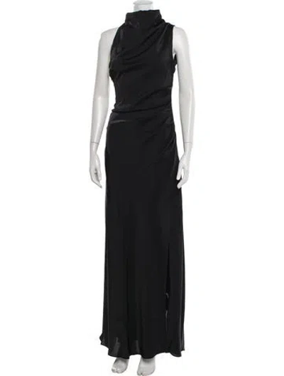 Pre-owned Misha Cowl Neck Long Dress In Gray