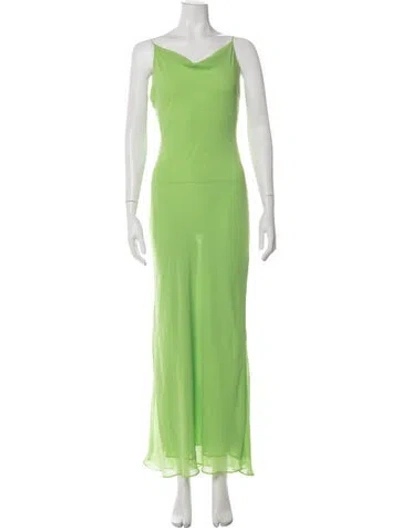 Pre-owned Misha Cowl Neck Long Dress In Green