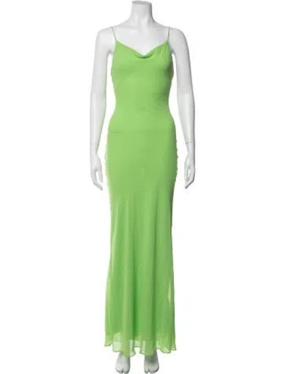 Pre-owned Misha Cowl Neck Long Dress In Green
