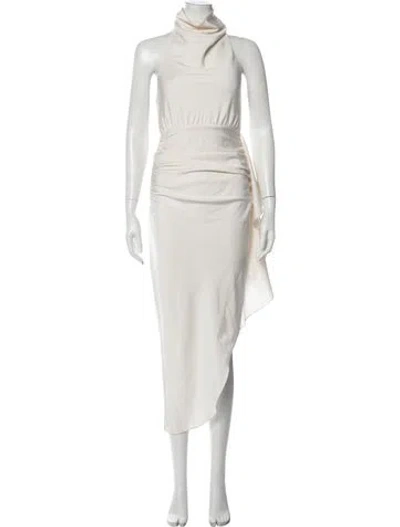 Pre-owned Misha Cowl Neck Long Dress In Neutral