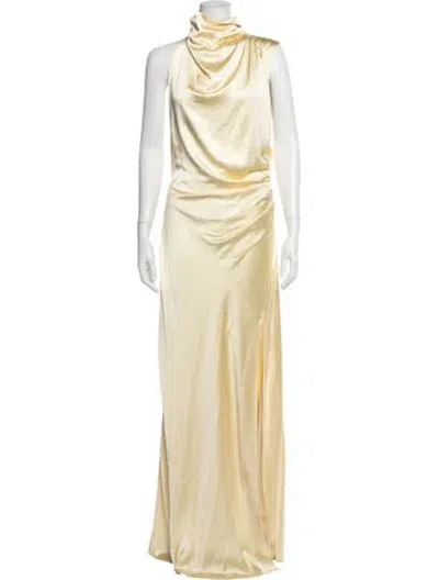 Pre-owned Misha Cowl Neck Long Dress In Yellow