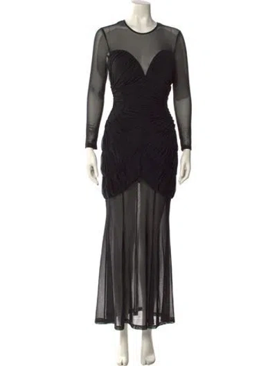 Pre-owned Misha Crew Neck Long Dress In Black