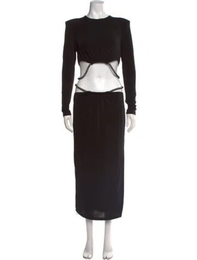Pre-owned Misha Crew Neck Long Dress In Black