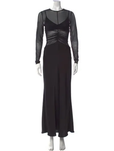 Pre-owned Misha Crew Neck Long Dress In Black
