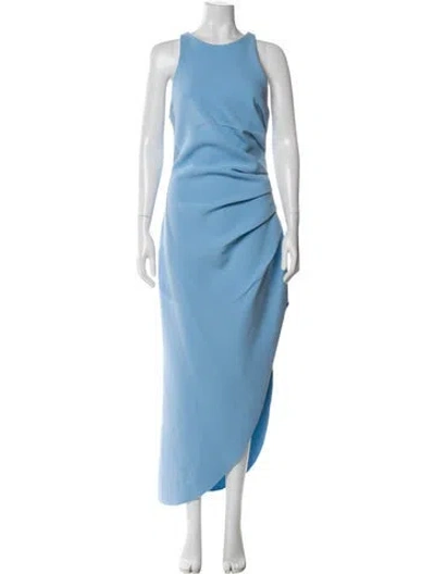 Pre-owned Misha Crew Neck Long Dress In Blue