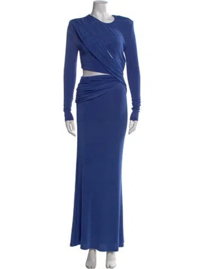 Pre-owned Misha Crew Neck Long Dress In Blue