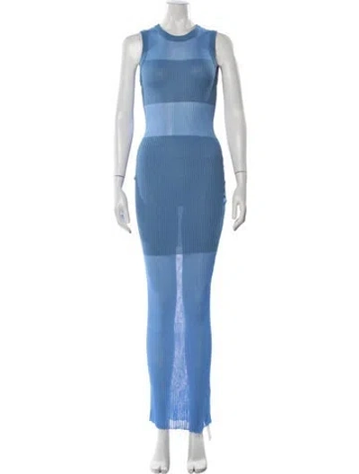 Pre-owned Misha Crew Neck Long Dress In Blue