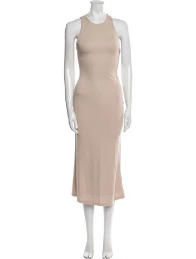 Pre-owned Misha Crew Neck Long Dress In Neutral
