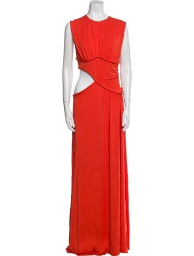 Pre-owned Misha Crew Neck Long Dress In Orange