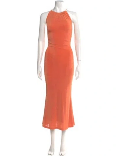 Pre-owned Misha Crew Neck Long Dress In Orange