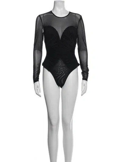 Pre-owned Misha Crew Neck Long Sleeve Bodysuit In Black