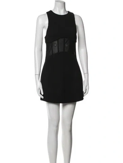 Pre-owned Misha Crew Neck Mini Dress In Black