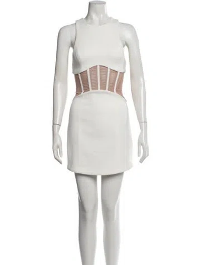 Pre-owned Misha Crew Neck Mini Dress In Neutrals