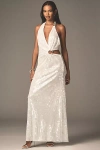 Misha Devon Asymmetric Plunge Cutout Sequin Maxi Dress