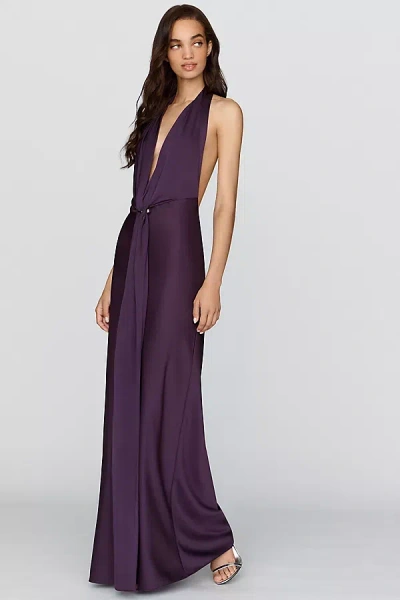 Misha Donna Satin Maxi Dress In Purple