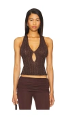 Misha Echo Knit Top In 浓咖啡色