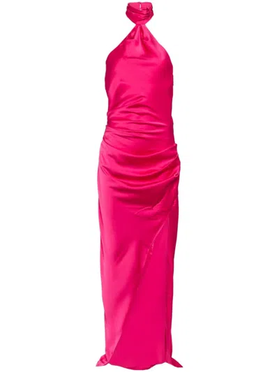 Misha Emma Silk Halterneck Dress In Pink