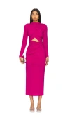 Misha Emmeline Jersey Midi Dress In Raspberry In Pink
