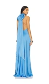 Misha Evianna Satin Gown In Lapis Blue