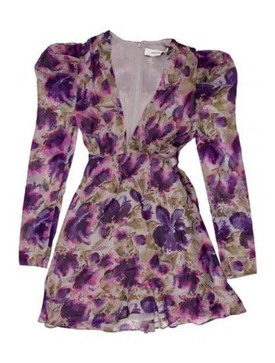 Pre-owned Misha Floral Print Mini Dress In Purple