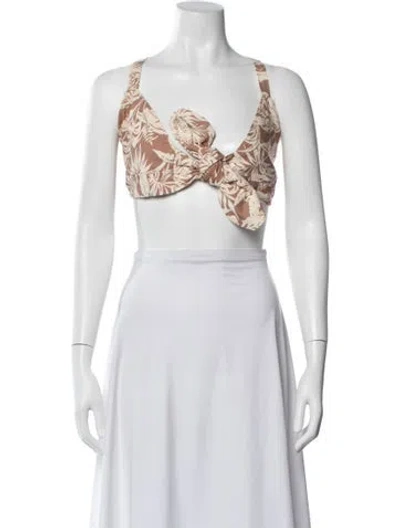 Pre-owned Misha Floral Print V-neck Crop Top W/ Tags In Multi