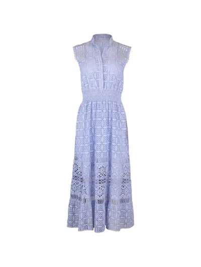 Misha Ginepro Eyelet-embroidered Sleeveless Dress In Blue