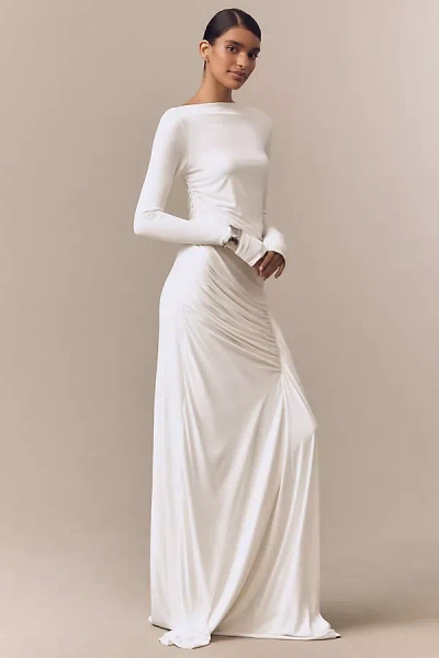 Misha Glacier Long-sleeve Ruched Maxi Dress In White