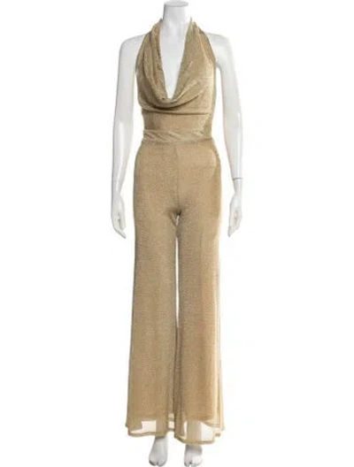 Pre-owned Misha Halterneck Jumpsuit In Gold/metallic