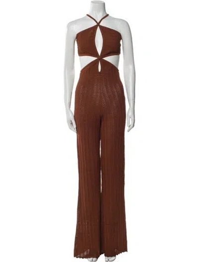 Pre-owned Misha Halterneck Jumpsuit W/ Tags In Brown