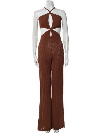 Pre-owned Misha Halterneck Jumpsuit W/ Tags In Brown