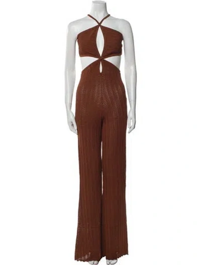 Pre-owned Misha Halterneck Jumpsuit W/ Tags In Brown