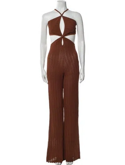 Pre-owned Misha Halterneck Jumpsuit W/ Tags In Brown