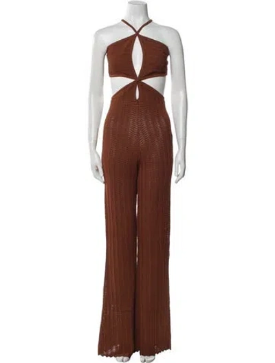 Pre-owned Misha Halterneck Jumpsuit W/ Tags In Brown