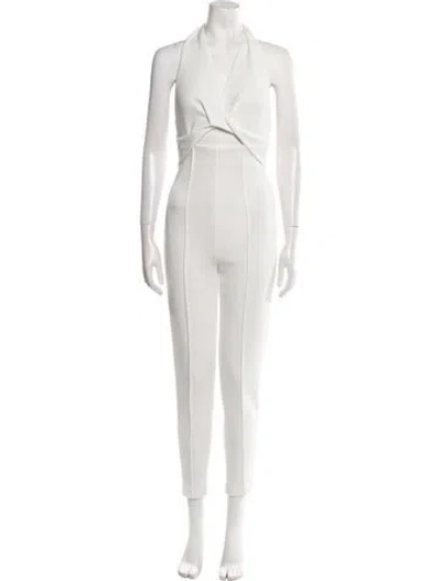 Pre-owned Misha Halterneck Jumpsuit In White