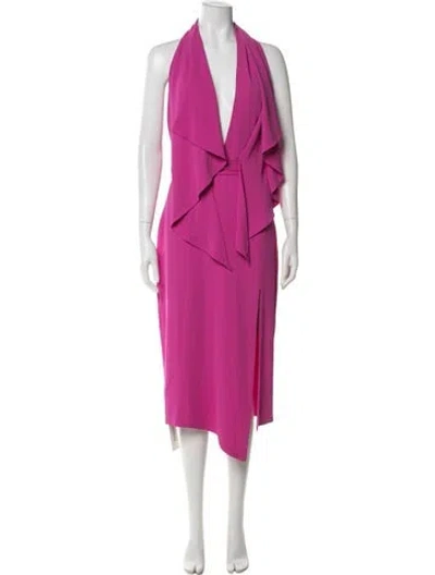 Pre-owned Misha Halterneck Knee-length Dress In Pink