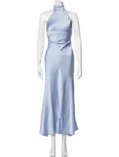 Pre-owned Misha Halterneck Long Dress In Blue