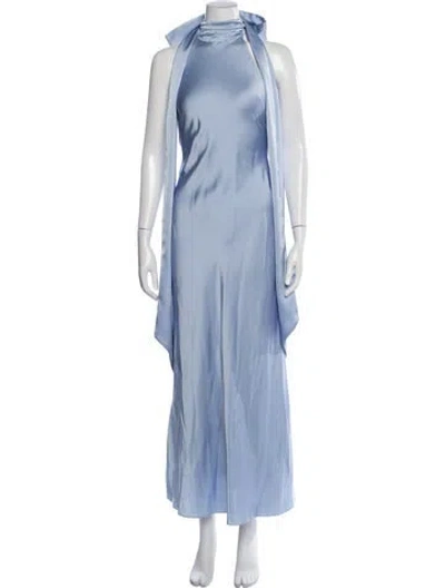 Pre-owned Misha Halterneck Long Dress In Blue