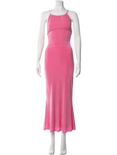 Pre-owned Misha Halterneck Long Dress In Pink