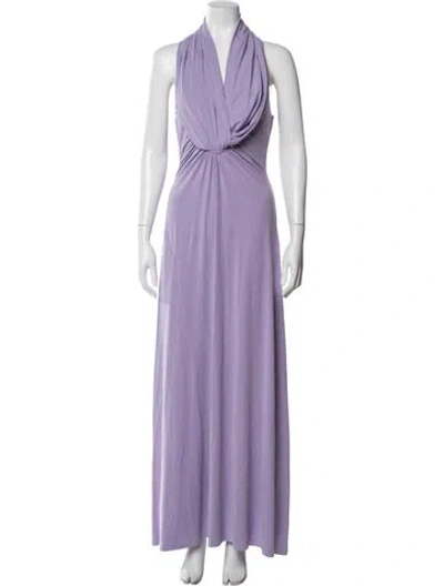 Pre-owned Misha Halterneck Long Dress In Purple